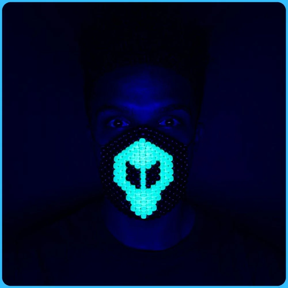 Glow-In-The-Dark Alien Surgical Kandi Mask - Image 2