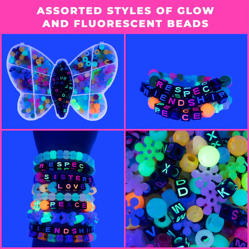 DIY UV Reactive and Glow-In-The-Dark Bracelet Bead Kit (400/box) for Beading, Bracelets, Necklace, Jewelry & Crafts. For Kids and Adults. - Image 5