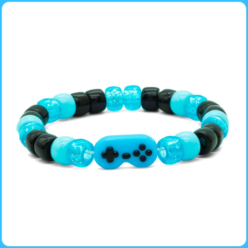 Blue Retro Controller Kandi Bracelet