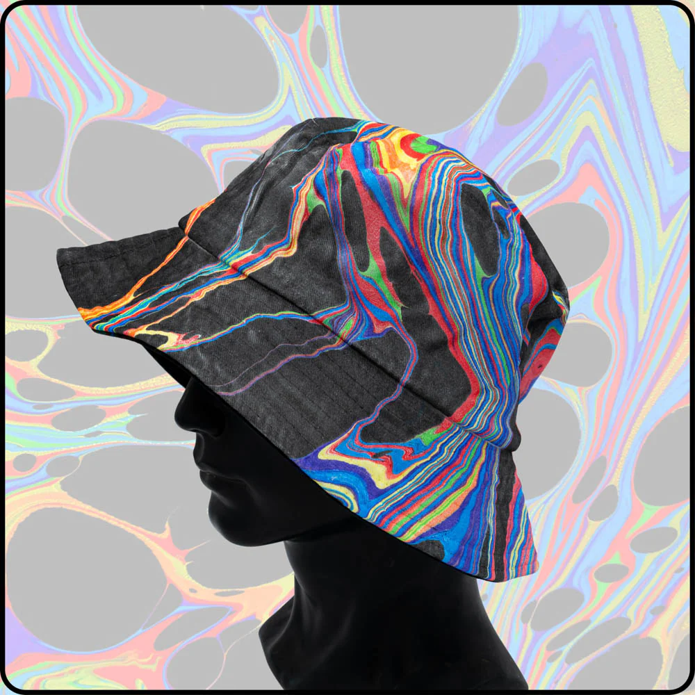 Dark Rainbow RGB Hydro-Dipped Bucket Hat - Image 2