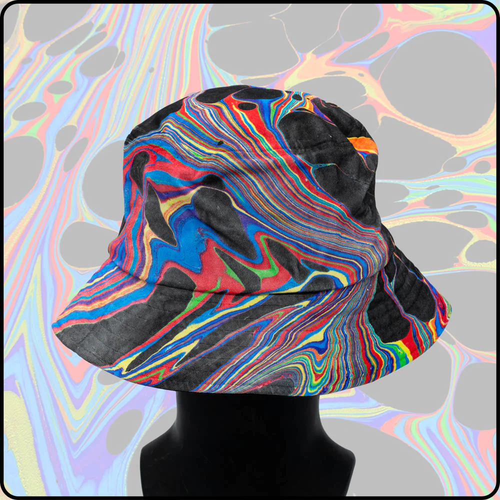 Dark Rainbow RGB Hydro-Dipped Bucket Hat - Image 3