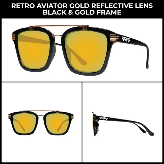 Eye Love Shadez | Square Retro Aviator Vintage Inspired Sunglasses | Reflective Lenses - Image 3
