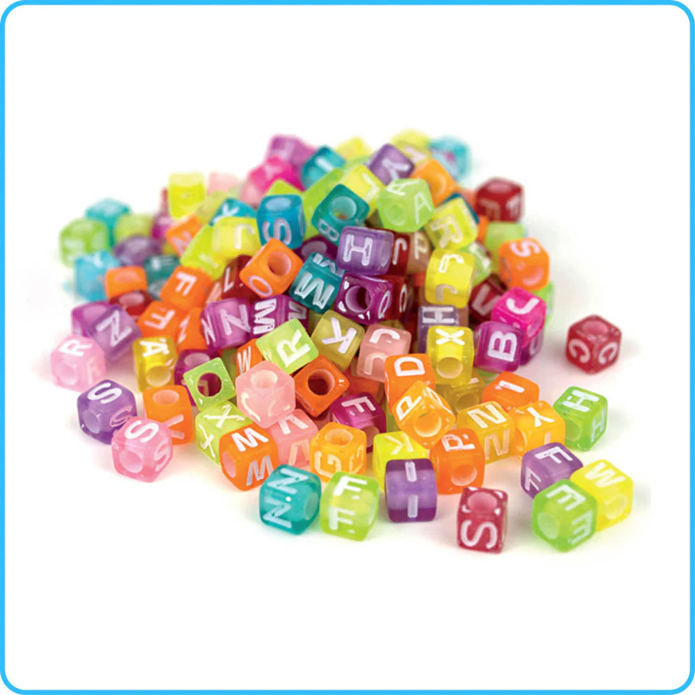 Alphabet Fluorescent Cube Beads - 7mm - 300/Pack - Image 2