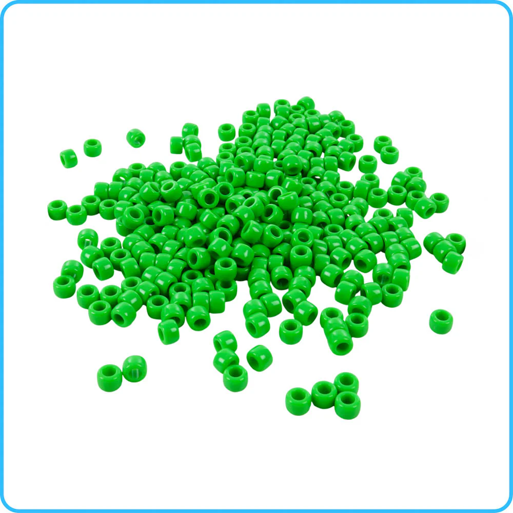 Green Opaque Pony Beads - 9mm - 300/Pack - Image 2
