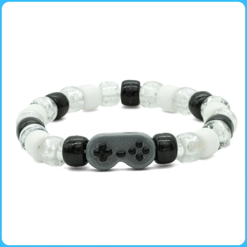 Grey Retro Controller Kandi Bracelet