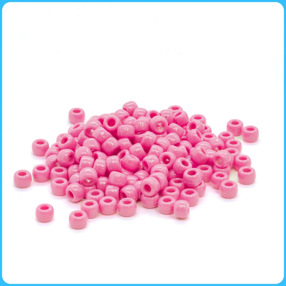 Hot Pink Pony Beads - 9mm - 300/Pack - Image 2
