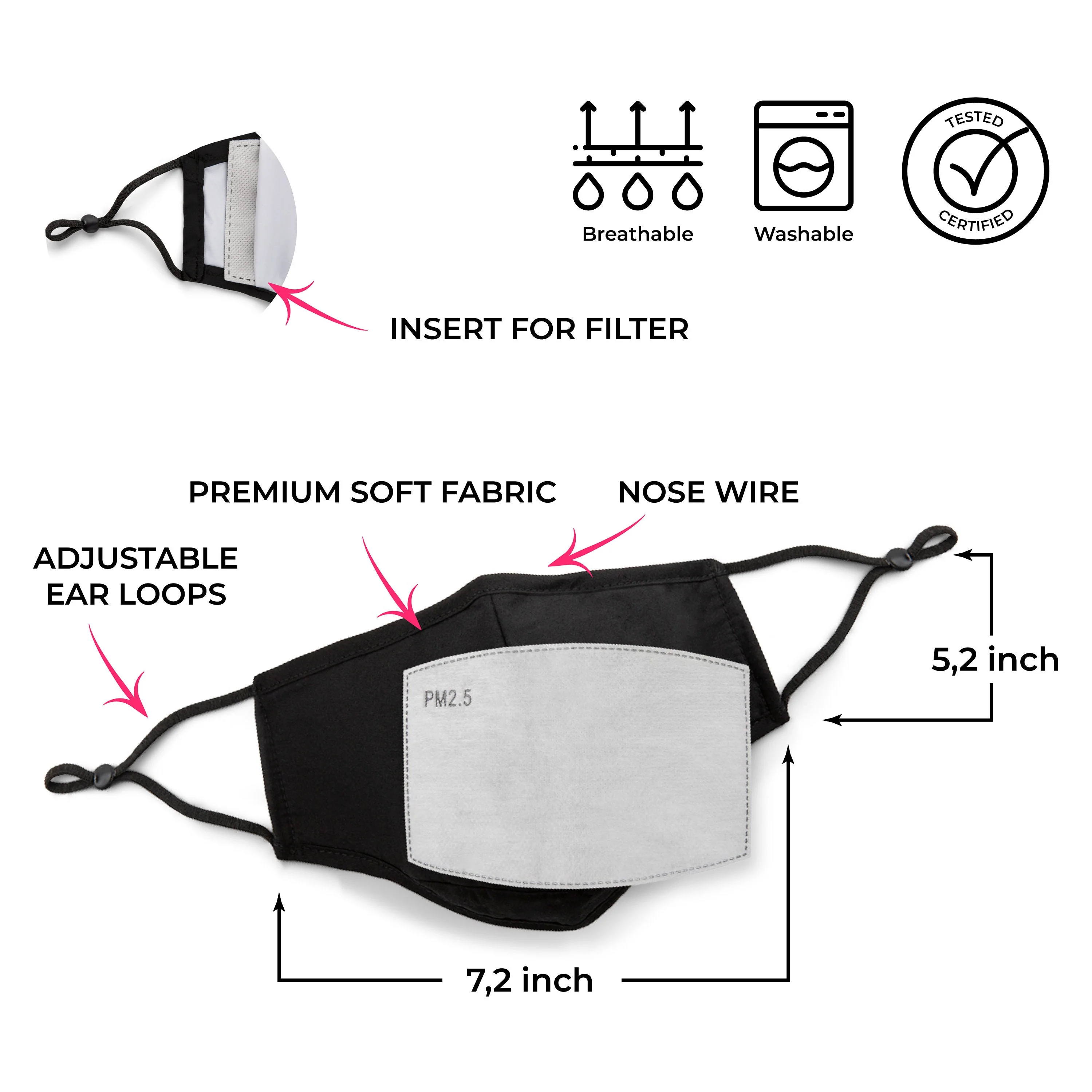 Leopard Face Mask and Adults - Adjustable, Nose Wire, Filter Pocket, Washable, Breathable FaceMask | Gift Idea - Rave Mask - Image 6