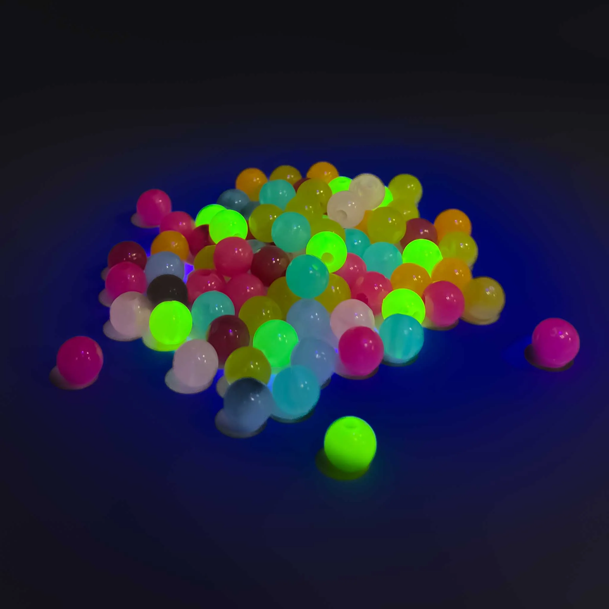 Multicolor Glow-In-The-Dark Round Beads - Regular Round - 10mm - Image 3
