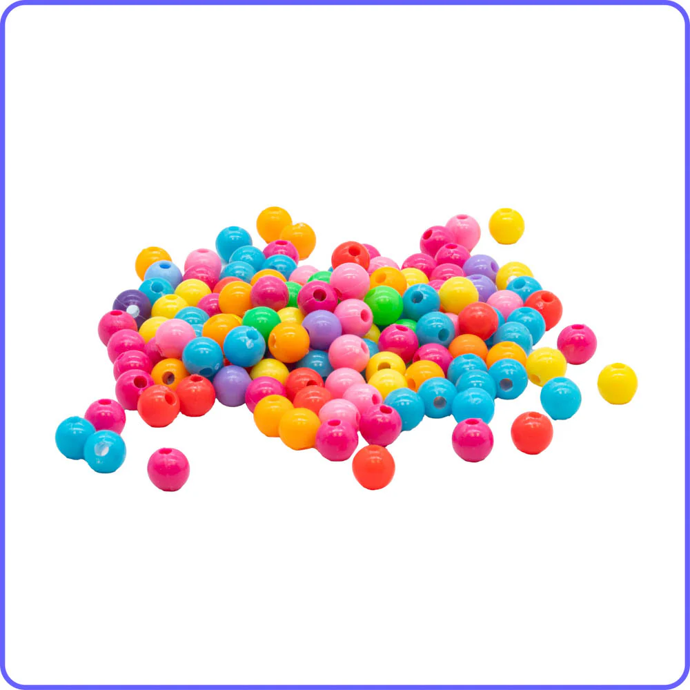 Multicolor Pastel Round Pony Beads - 9mm - 300/Pack - Image 2