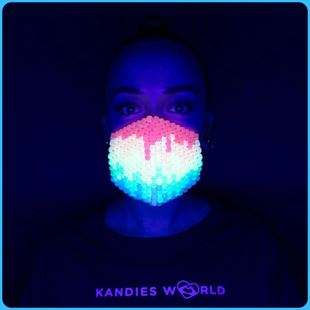 Paint Drip Glow-In-The-Dark Surgical Kandi Mask - Image 2
