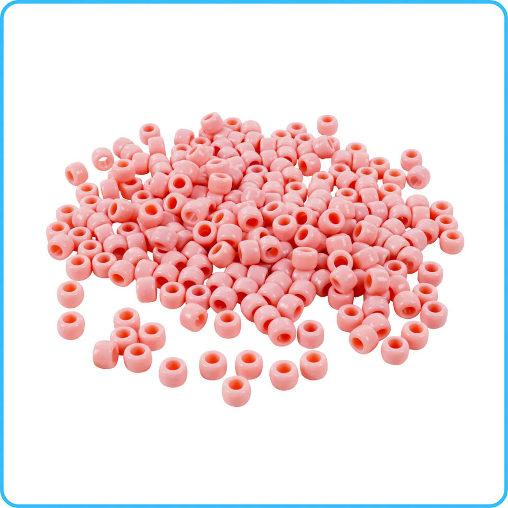 Pink Opaque Pony Beads - 9mm - 300/Pack - Image 2