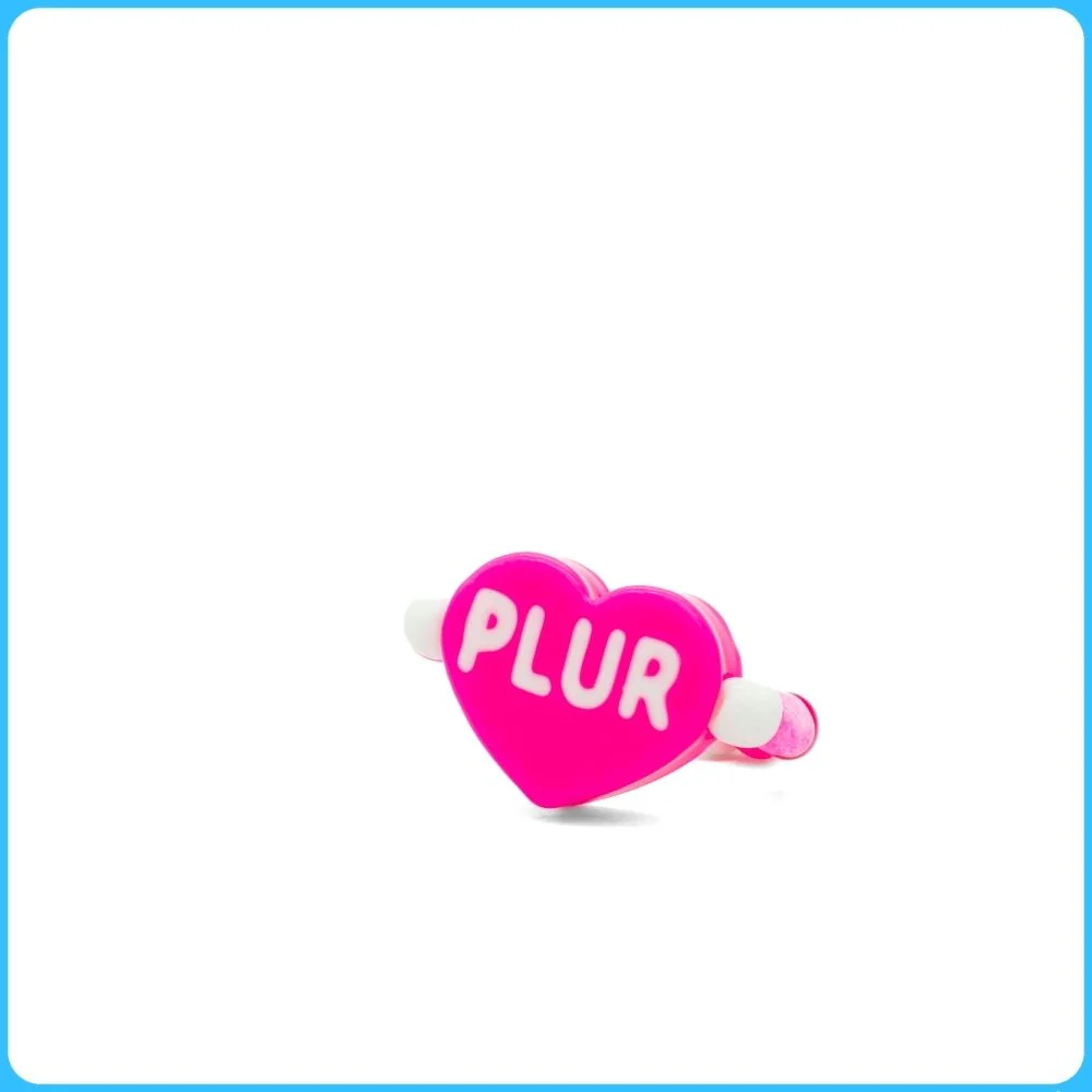 Pink PLUR Heart Kandi Ring