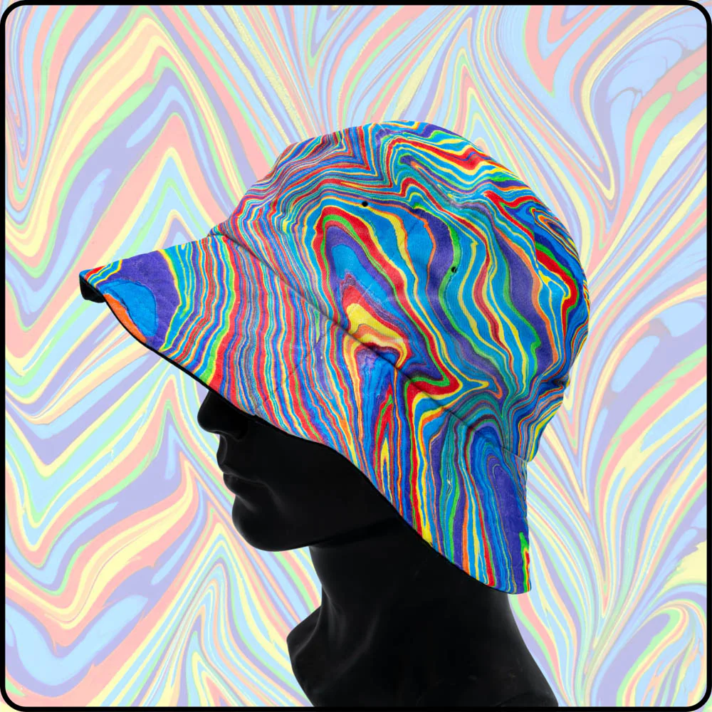 Rainbow Road RGB Hydro-Dipped Bucket Hat - Image 2