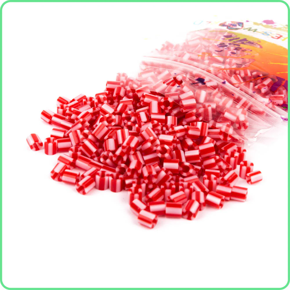 Candy Red Stripe Fuse Beads - 5mm - 300/Pack - Image 2