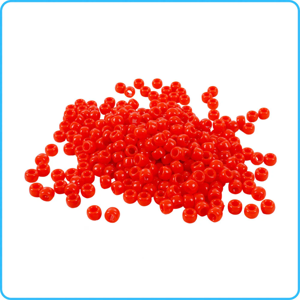 Red Opaque Pony Beads - 9mm - 300/Pack - Image 2