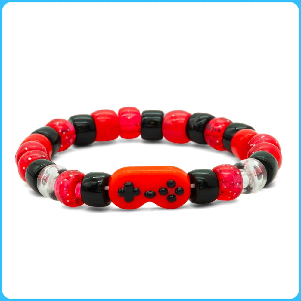 Red Retro Controller Kandi Bracelet