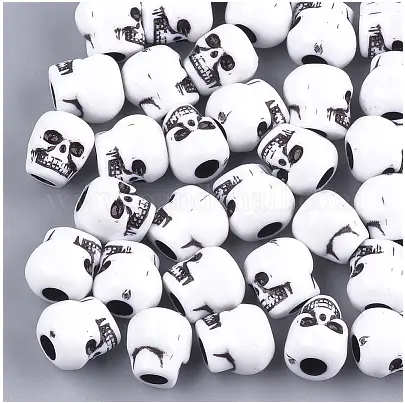 Black & White Skull Beads - 50/Pack