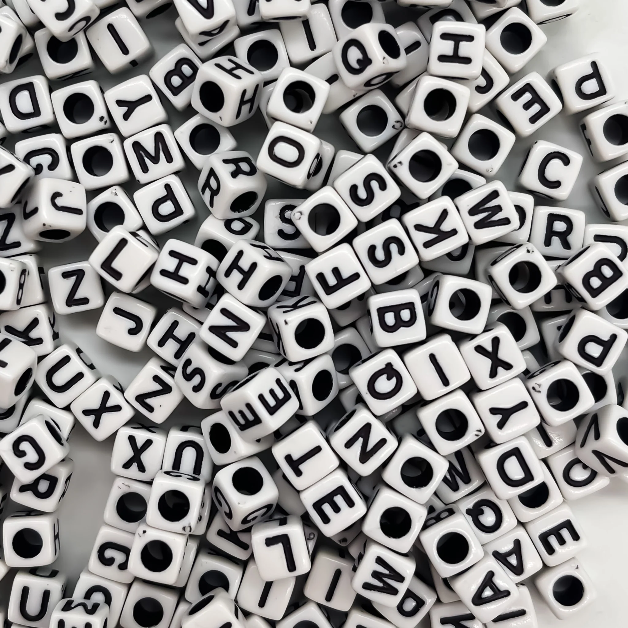 Alphabet White Cube Beads - 6mm / 7mm - 300/Pack - Image 3