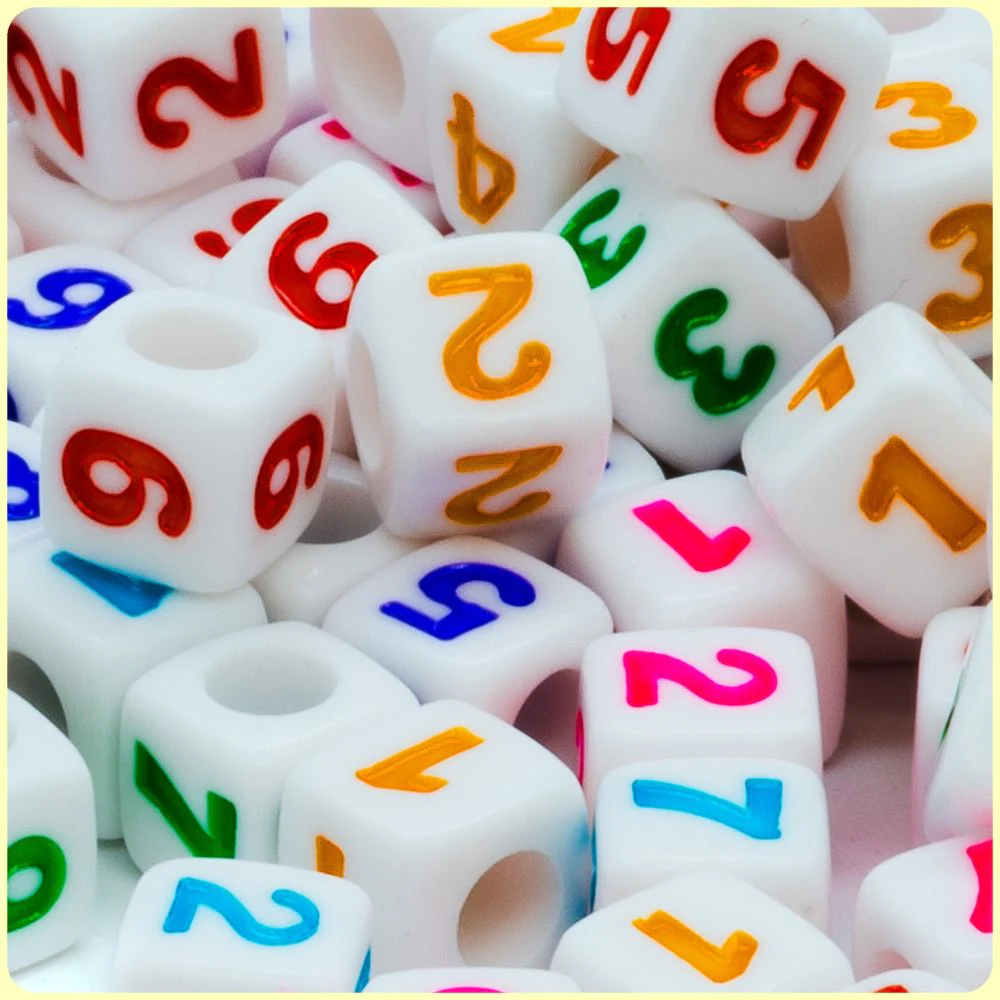 White Electric Fluorescent UV Reactive Number Beads - 100 Beads/Pack - Image 3