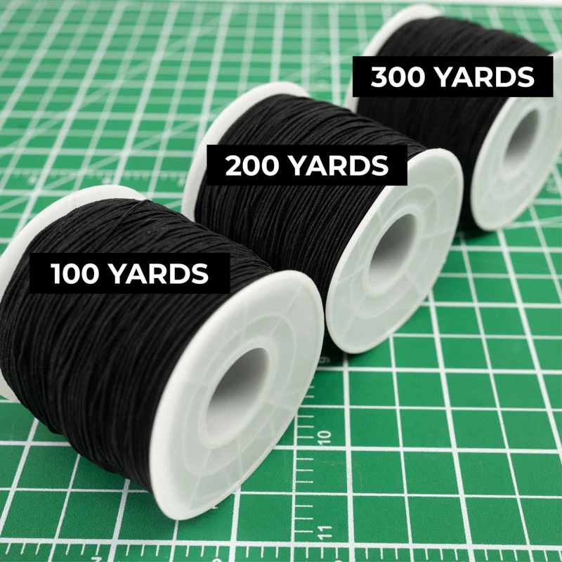 White or Black Elastic Cord & String for Masks, Round Elasticity, Good for Sewing, Crafts, Beading, Bracelet Thread, 1mm Band, 100-300 Yards - Image 3