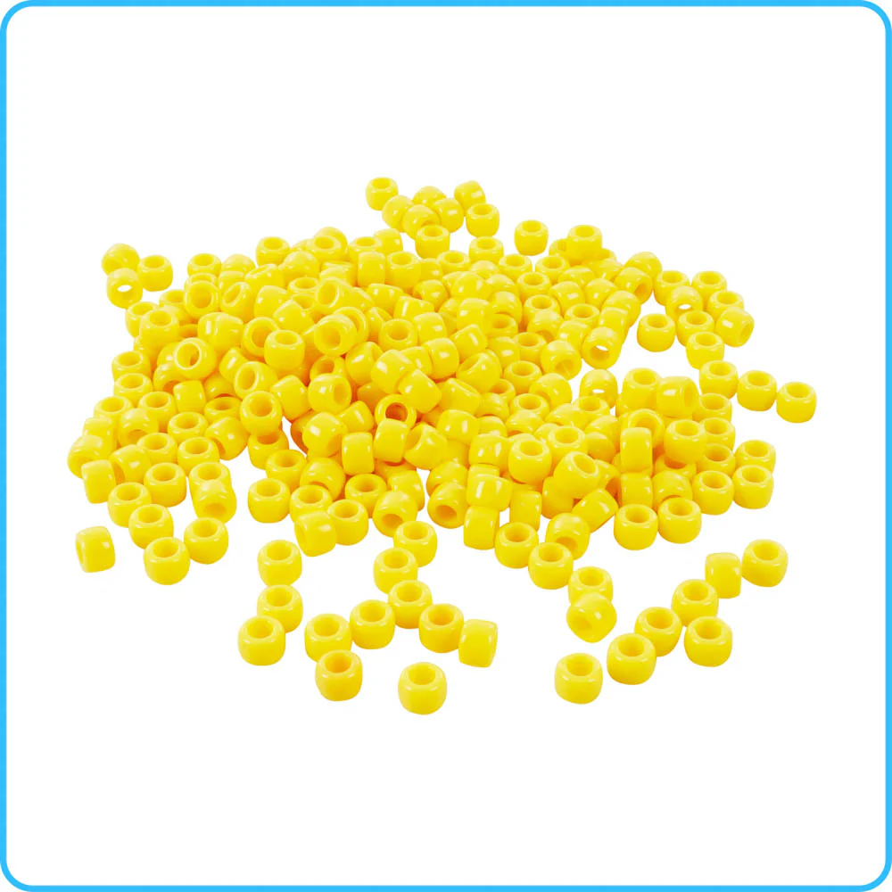 Yellow Opaque Pony Beads - 9mm - 300/Pack - Image 2